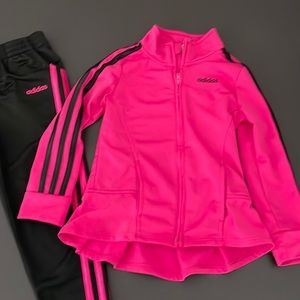 Toddler girls Adidas track suit with ruffled jacket